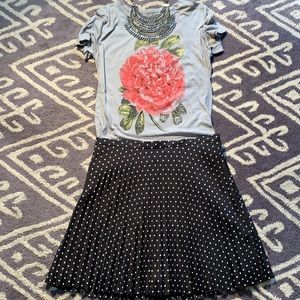 J. Crew - Black Accordion Polka Dot Skirt